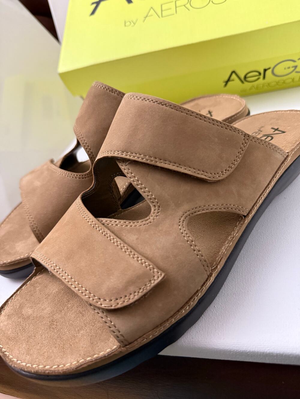 Aerosoles® Aer Go Taupe Sandals 11M Leap Year Size 11 M Leather Women's